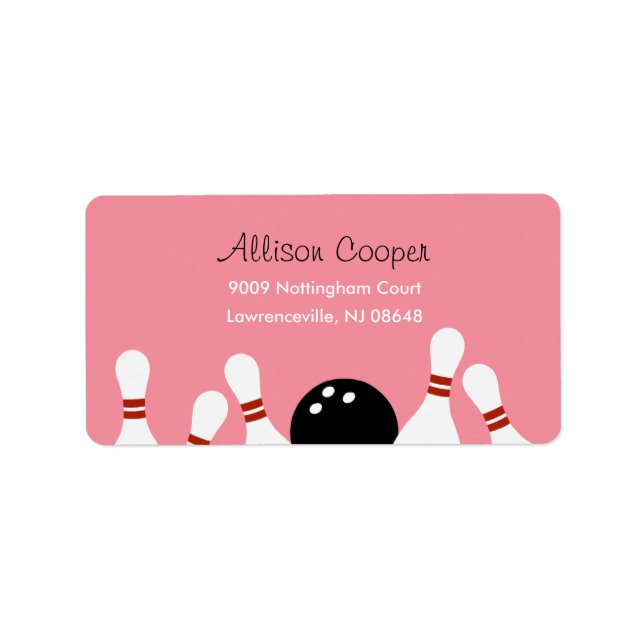 Bowling Étiquette de adresse amusant (rose) (Devant)