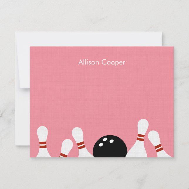 Bowling Fun Carte de remerciements (rose) (Devant)