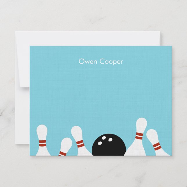 Bowling Fun Carte de remerciements (Turquoise) (Devant)