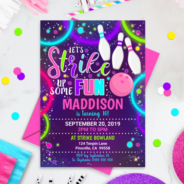 Bowling Invitation Bowling Anniversaire Grève (Créateur téléchargé)