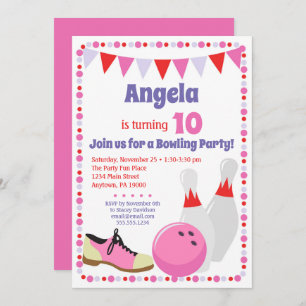 Bowling Invitation Girls Bowling Anniversaire