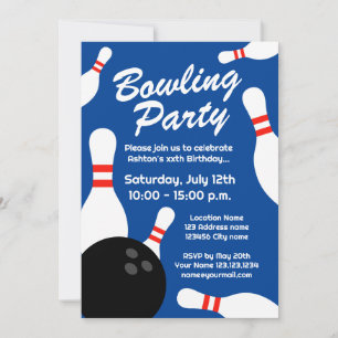 Bowling moderne Invitation fête d'anniversaire mod