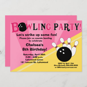 Bowling Party Invitation filles Bowl Party