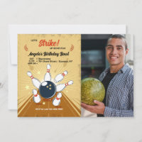 Bowling Photo Anniversaire Invitation