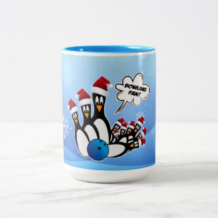 Bowling Pin Penguins Christmas Mug