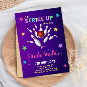 Bowling violet clair Invitations d'anniversaire