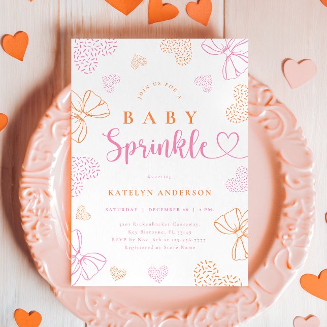 Bows and Hearts Sprinkle Baby Shower Invitation (Créateur téléchargé)