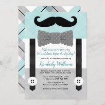 Bowtie baby shower invitation menthe gris petit ho
