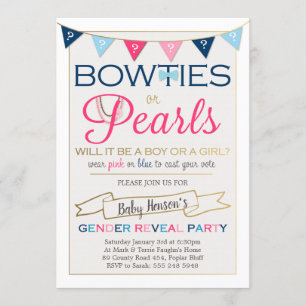 Bowties ou Pearls Genre RevezParty Invitation