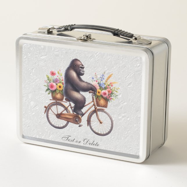 Box Bicycle Floral Gorilla Boîte à lunch métallique (Devant)
