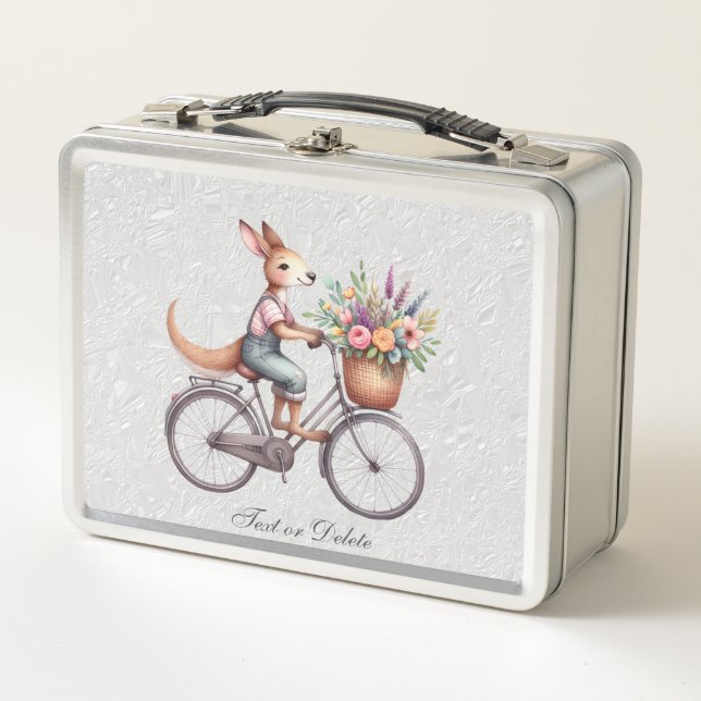 Box Bicycle floral Kangaroo Boîte à lunch en métal (Devant)