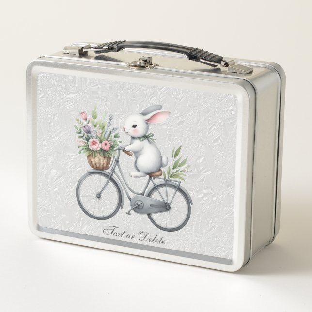 Box Bicycle floral Rabbit Boîte à lunch en métal (Devant)