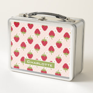 Box Boîte à lunch aux fraises roses