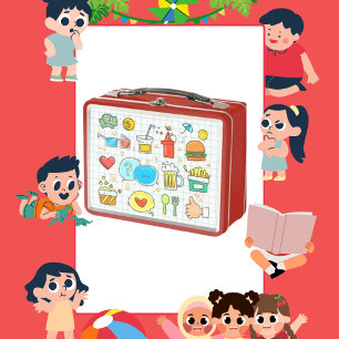 Box Boite à lunch colorée Doodle Soda Fries