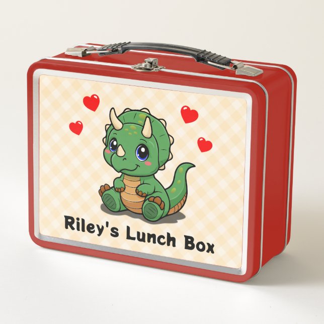 Box Boîte à lunch Cute Dinosaur - Ajouter un nom (Devant)