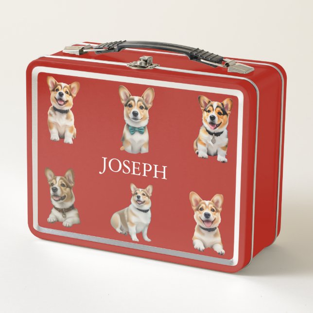 Box Boîte à lunch de Corgi rouge personnalisable pour  (Devant)