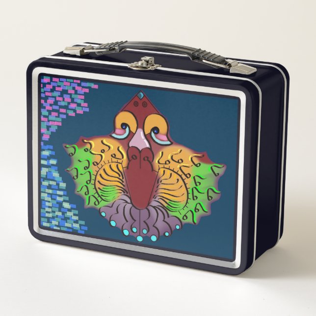 Box Boîte à lunch en métal | Art de poisson abstrait e (Devant)