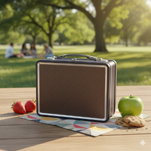 Box Boîte à lunch en métal avec look cuir marron class