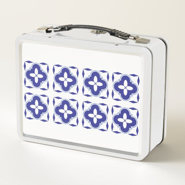 Box Boîte à lunch en métal azulejo bleu gras (Dos)