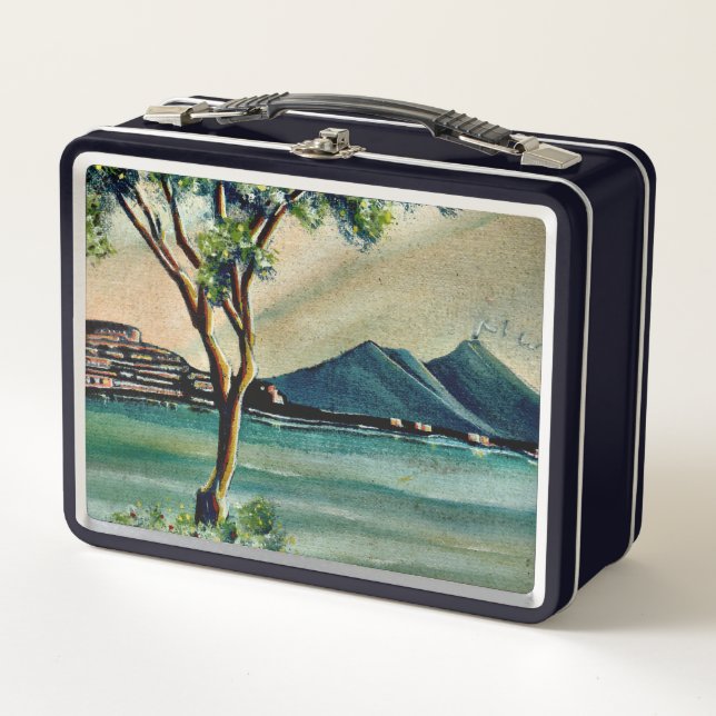 Box Boîte à lunch en métal classique - Baie de Naples, (Devant)