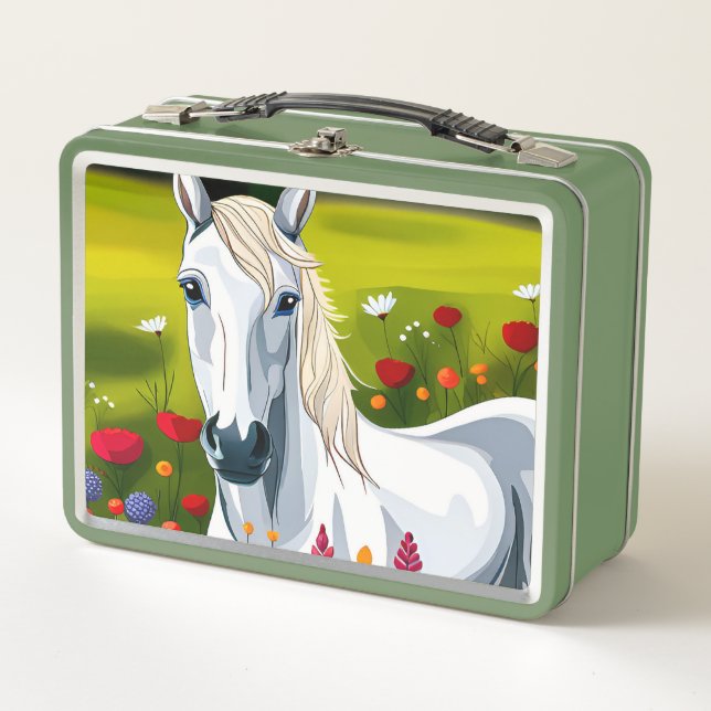 Box Boîte à lunch en métal du cheval blanc (Devant)