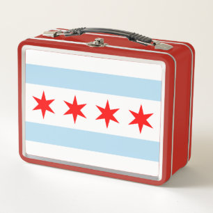 Box Boîte à lunch en métal du drapeau de Chicago, Illi