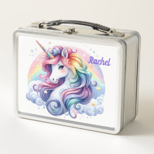 Box Boîte à lunch en métal Licorne et Arc-en-ciel