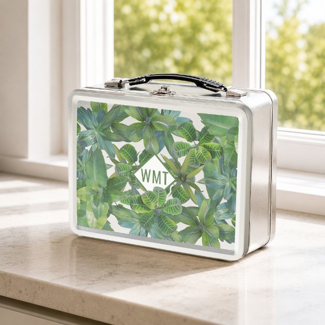 Box Boîte à lunch en métal moderne à monogramme de la  (For your fresh summer picnics, just add your initials)
