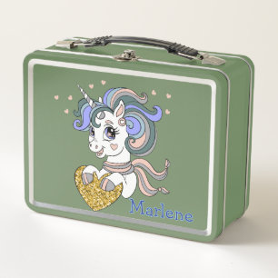 Box Boîte à lunch en métal personnalisable Licorne