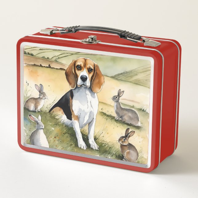 Box Boîte à lunch en métal pour chien beagle (Devant)