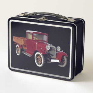 Box Boîte à lunch en métal vintage de camion rouge