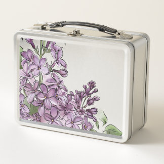 Box Boîte à lunch fleurie lilas grandmillénariste G