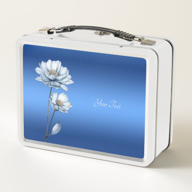 Box Boîte à lunch Fleurs Aquarelle Bleue (Dos)