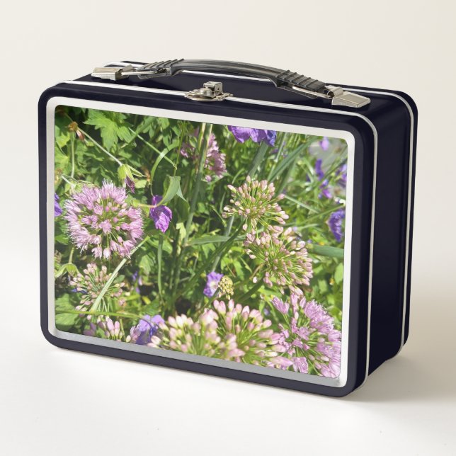 Box Boîte à lunch Fleurs de Prairie Fleurie Violette (Devant)