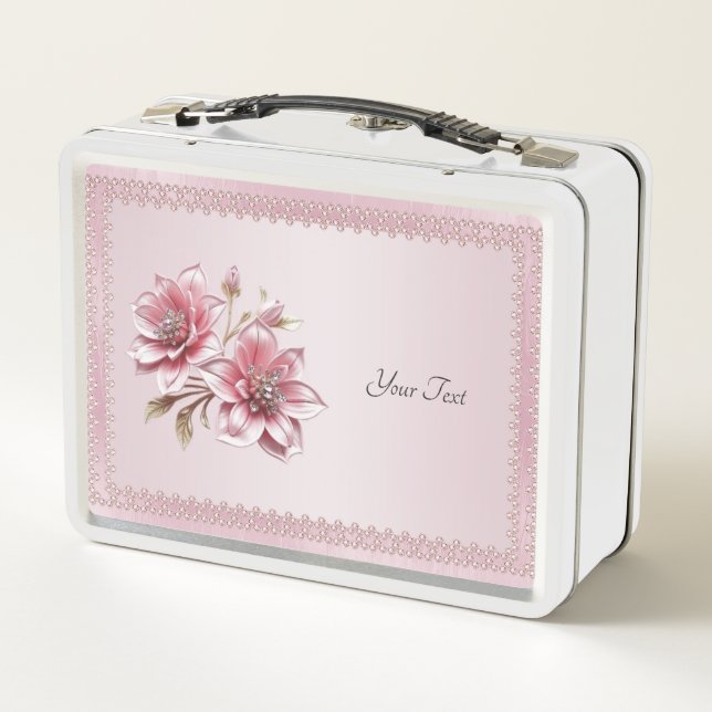 Box Boîte à lunch Fleurs roses modernes (Dos)