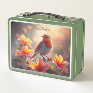 Box Boîte à lunch florale à oiseau orange