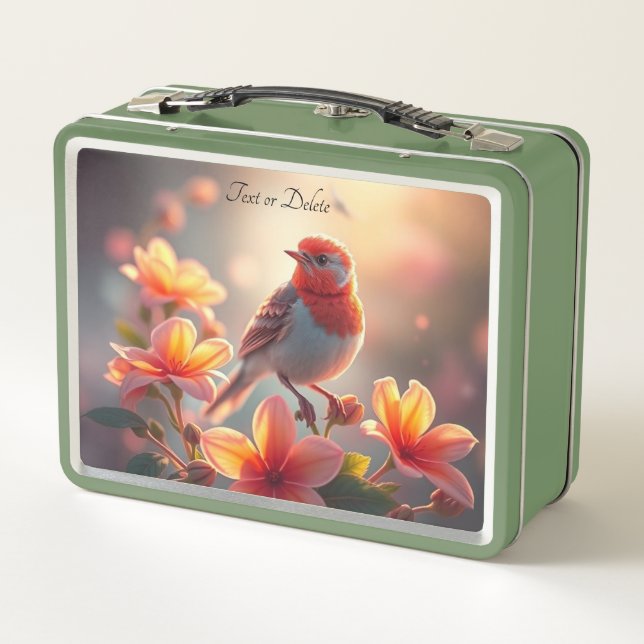 Box Boîte à lunch florale à oiseau orange (Dos)