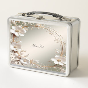 Box Boîte à lunch florale blanche ornée