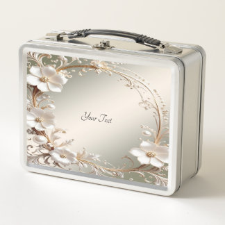 Box Boîte à lunch florale blanche ornée