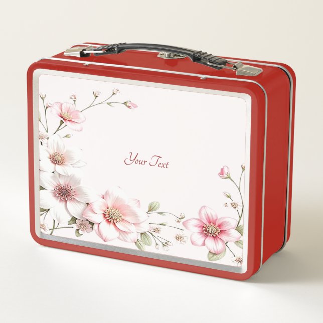 Box Boîte à lunch florale rose et blanc élégante (Dos)