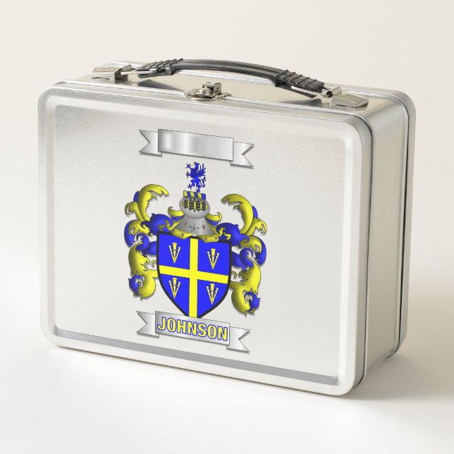 Box Boîte à Lunch Johnson Nom de Famille et Blason (Devant)