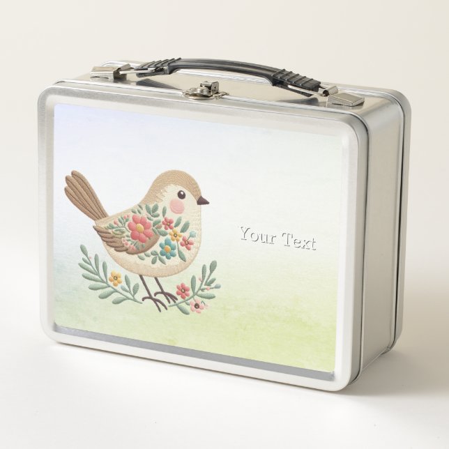 Box Boîte à lunch Little Bird Floral Gold Metal (Devant)