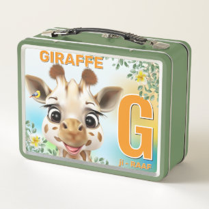 Box Boîte à lunch métallique Alphabet Safari Girafe En