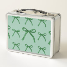 Boîte à lunch métallique avec motif de ruban vert