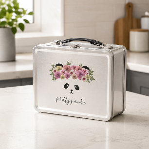 Box Boîte à lunch métallique Fille Ourson Panda Mignon