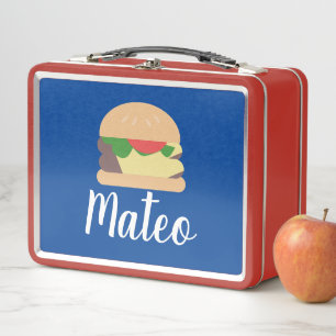 Box Boîte à lunch métallique Retro Burger Blue Red Kid