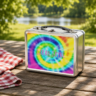 Box Boîte à lunch métallique tie dye arc-en-ciel color