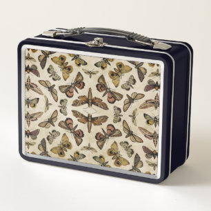 Box Boîte à lunch métallique vintage Moths