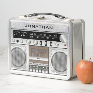 Box Boîte à lunch personnalisée avec nom Boombox Rétro