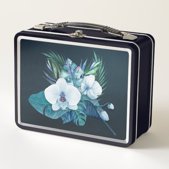 Box Boîte à lunch rétro Hawaiian Moonlit Orchids (Devant)